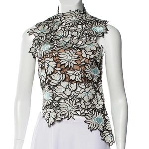 SELF-PORTRAIT Mock Neck Sleeveless Crop Top
